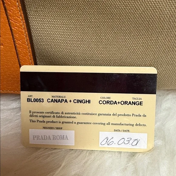 Prada Canapa + Cinghi Orange Leather Handbag/Tote travel - Picture 10 of 11